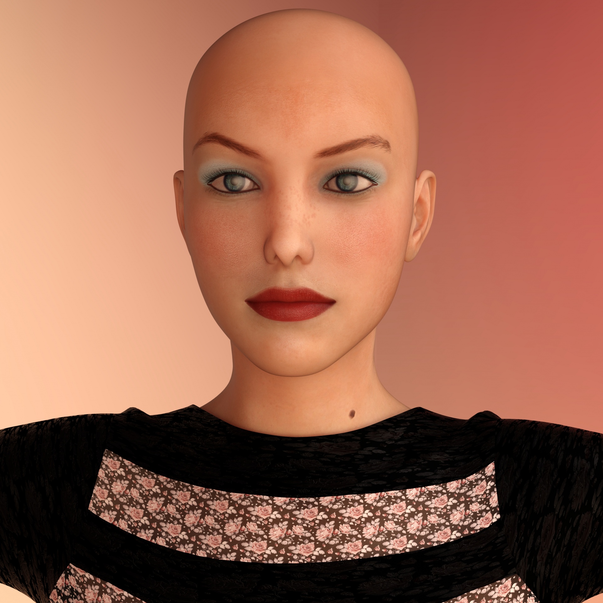 woman bald face free photo