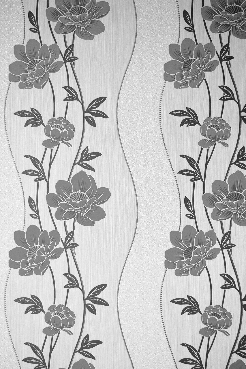 wallpaper black and white floral free photo