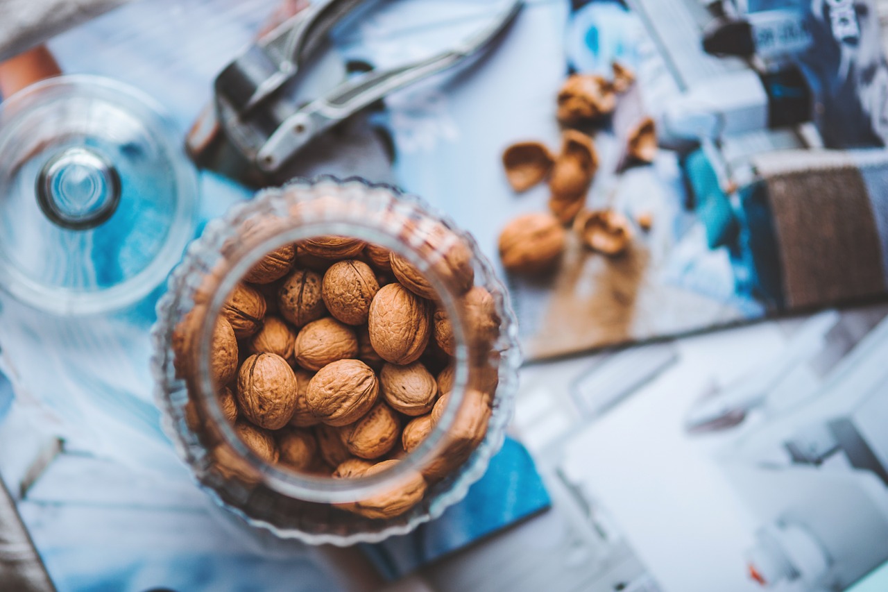 walnuts nuts jar free photo