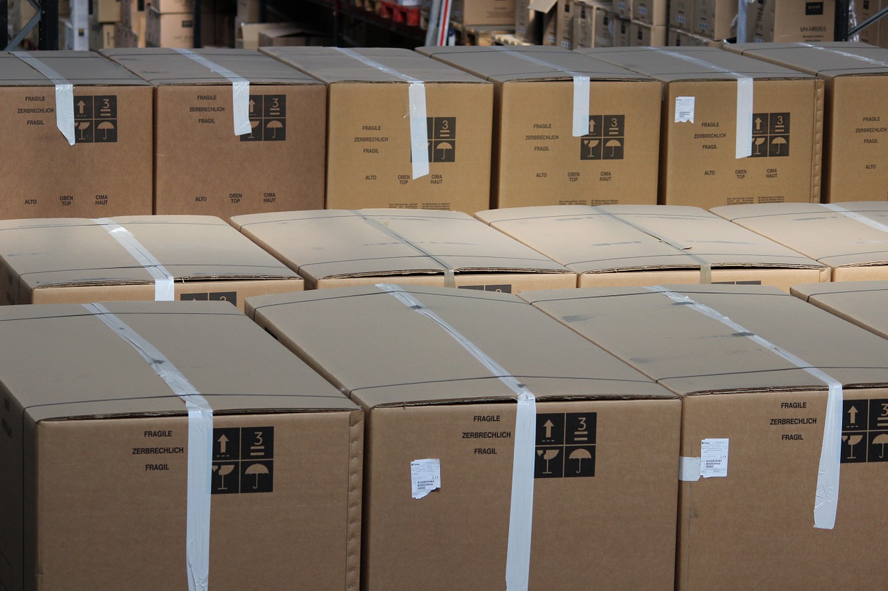 warehouse pallets boxes free photo