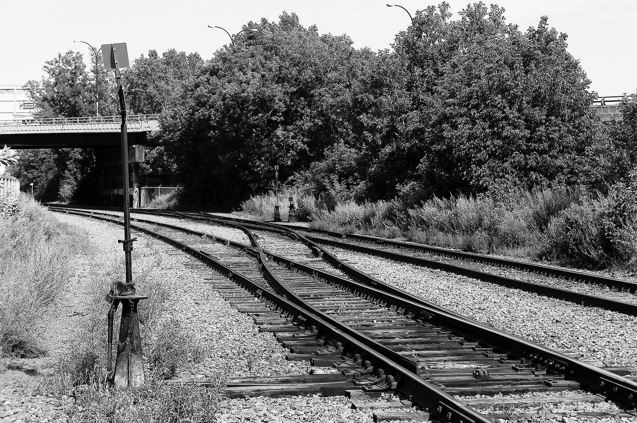 railway black and white montreal free photo