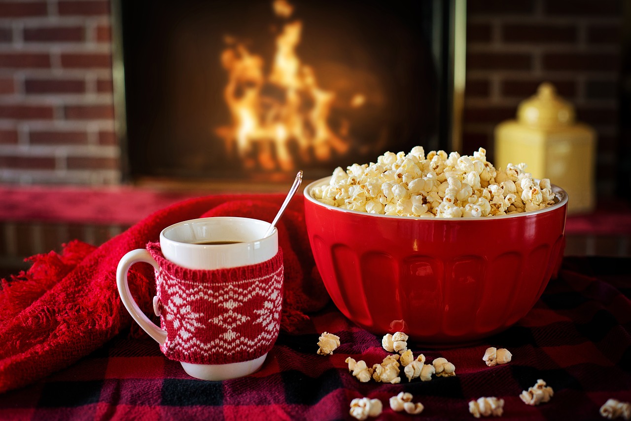 warm and cozy winter popcorn free photo