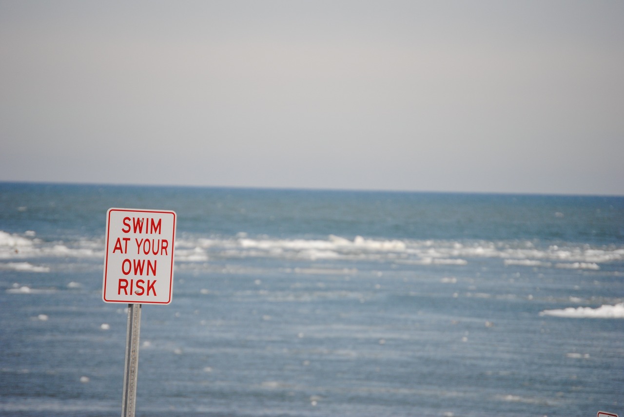 warning risk swimming free photo