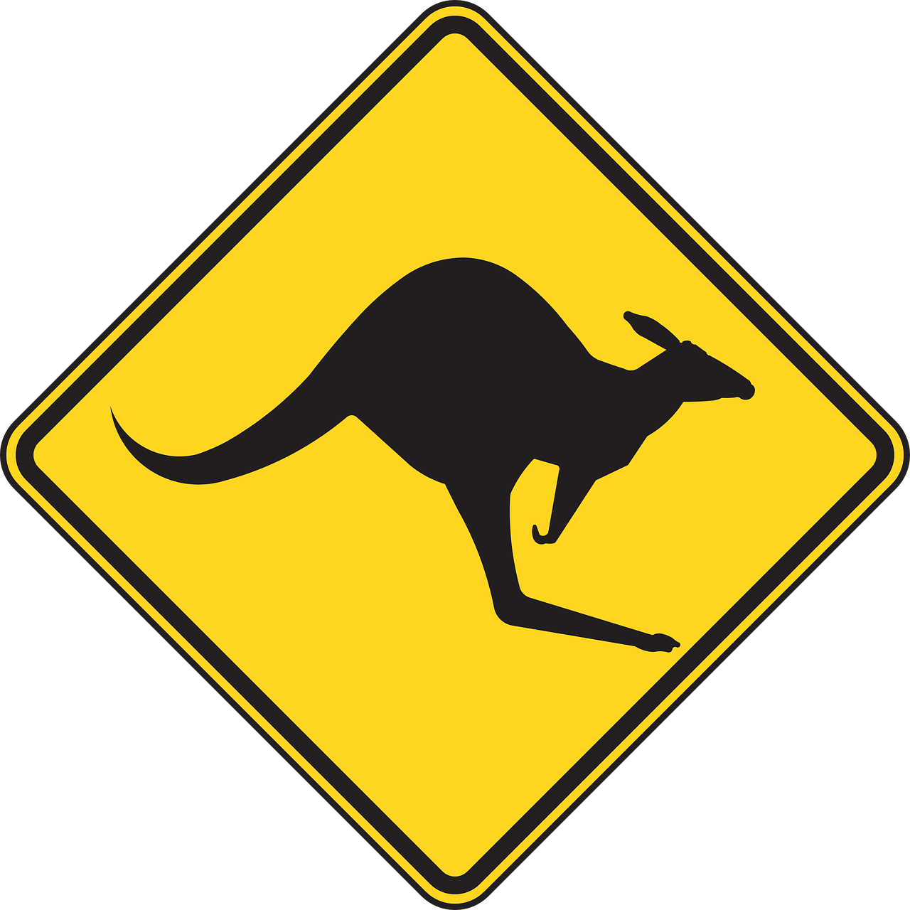 warning kangaroo roadsign free photo