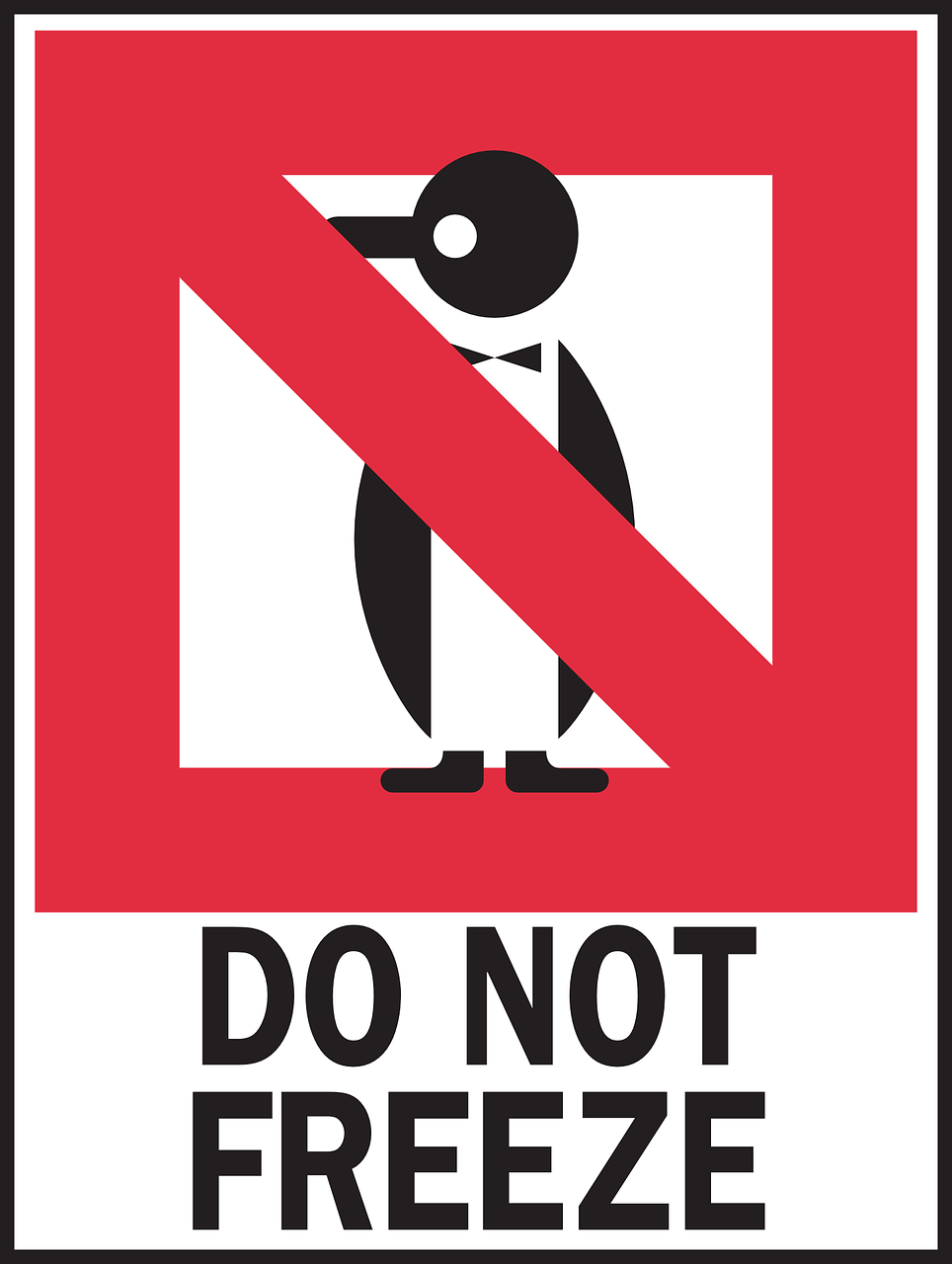 warning penguins packaging free photo