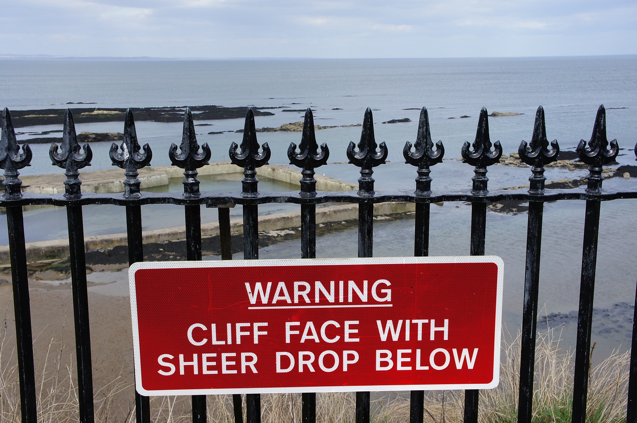 warning danger cliff free photo