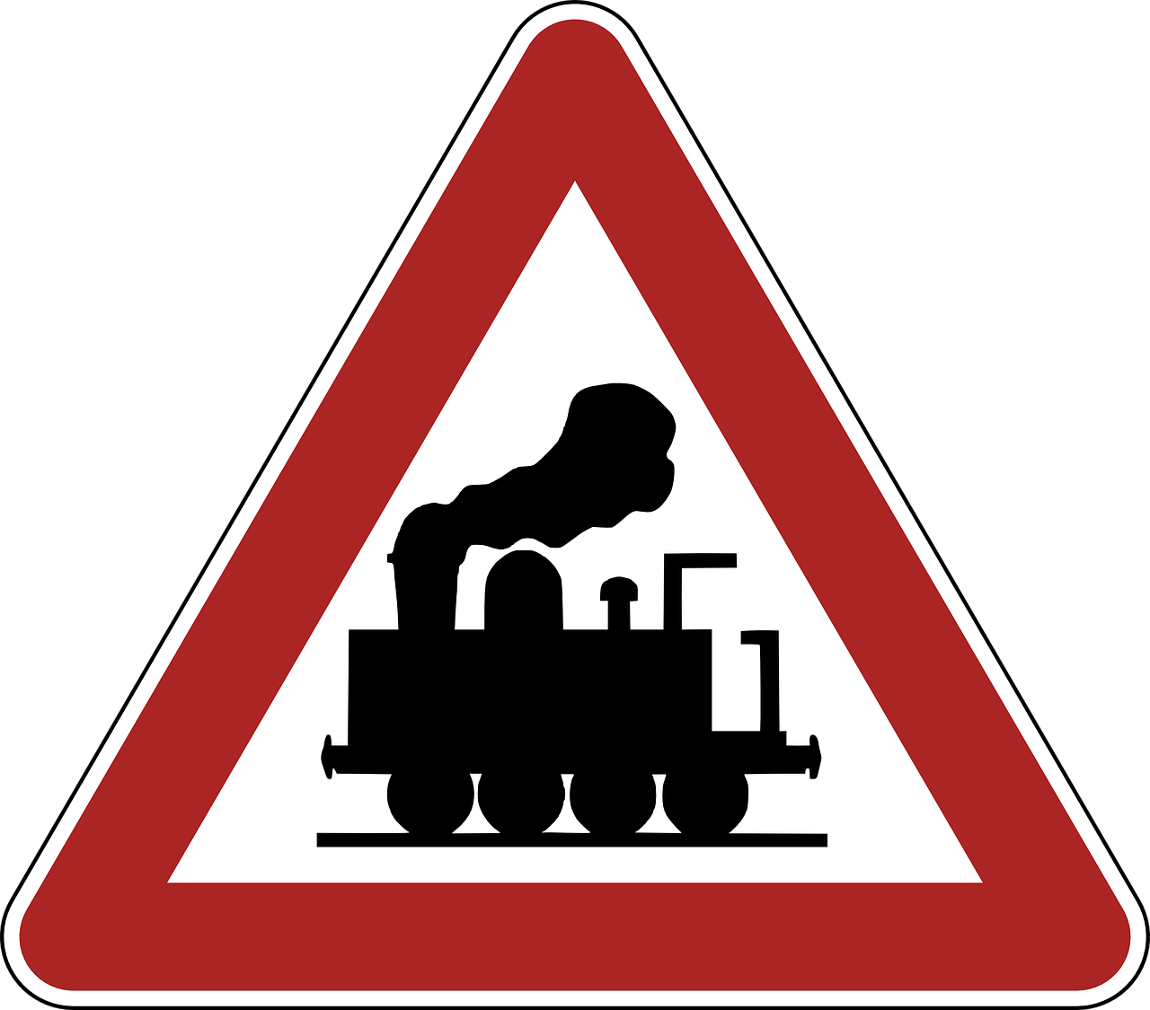 warning railway crossing road sign free photo