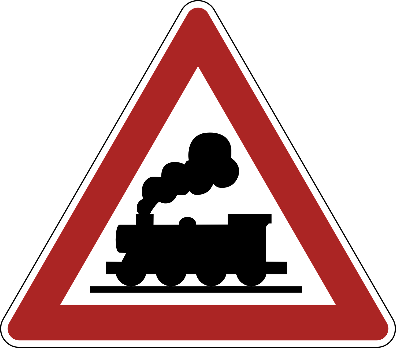 warning railway crossing road sign free photo