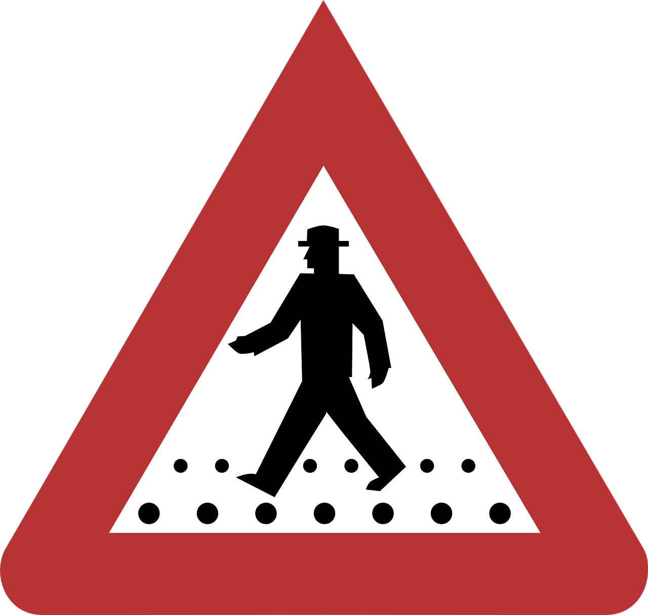warning pedestrian crossing road sign free photo