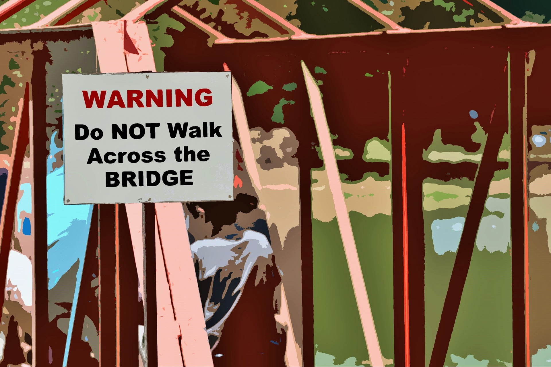 train bridge sign warning free photo