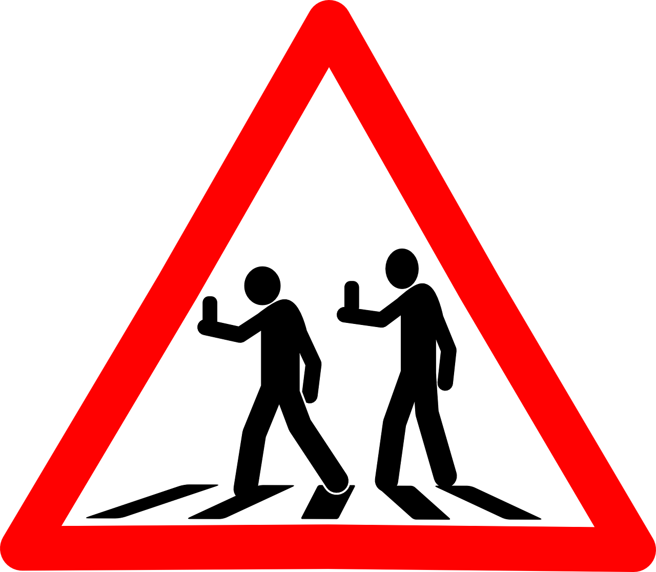 warnschild pedestrian street sign free photo
