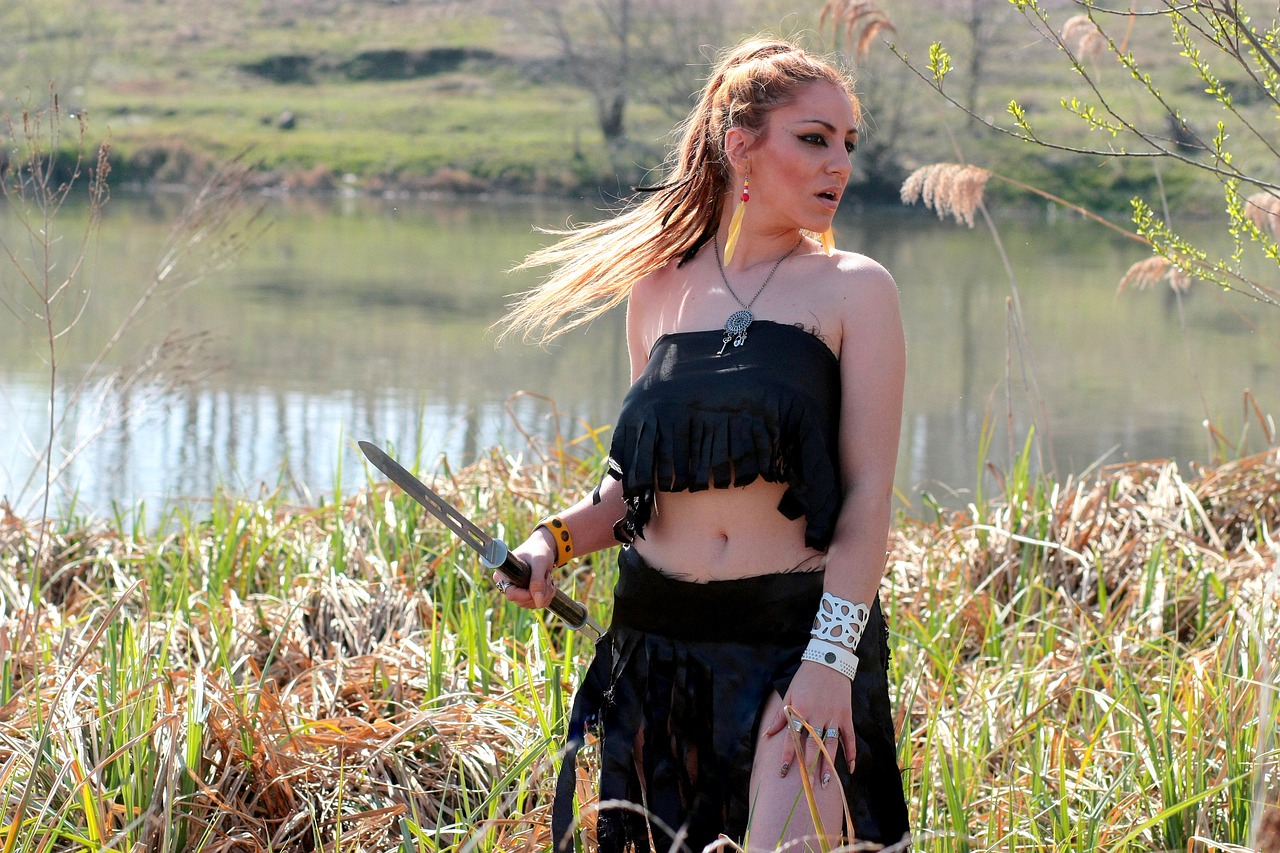 warrior woman sword free photo