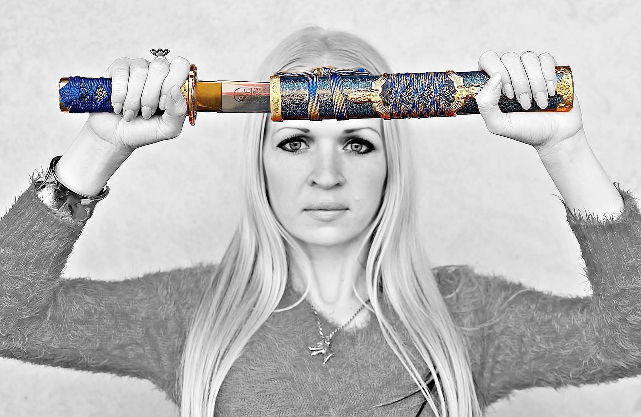 warrior woman blonde sword free photo