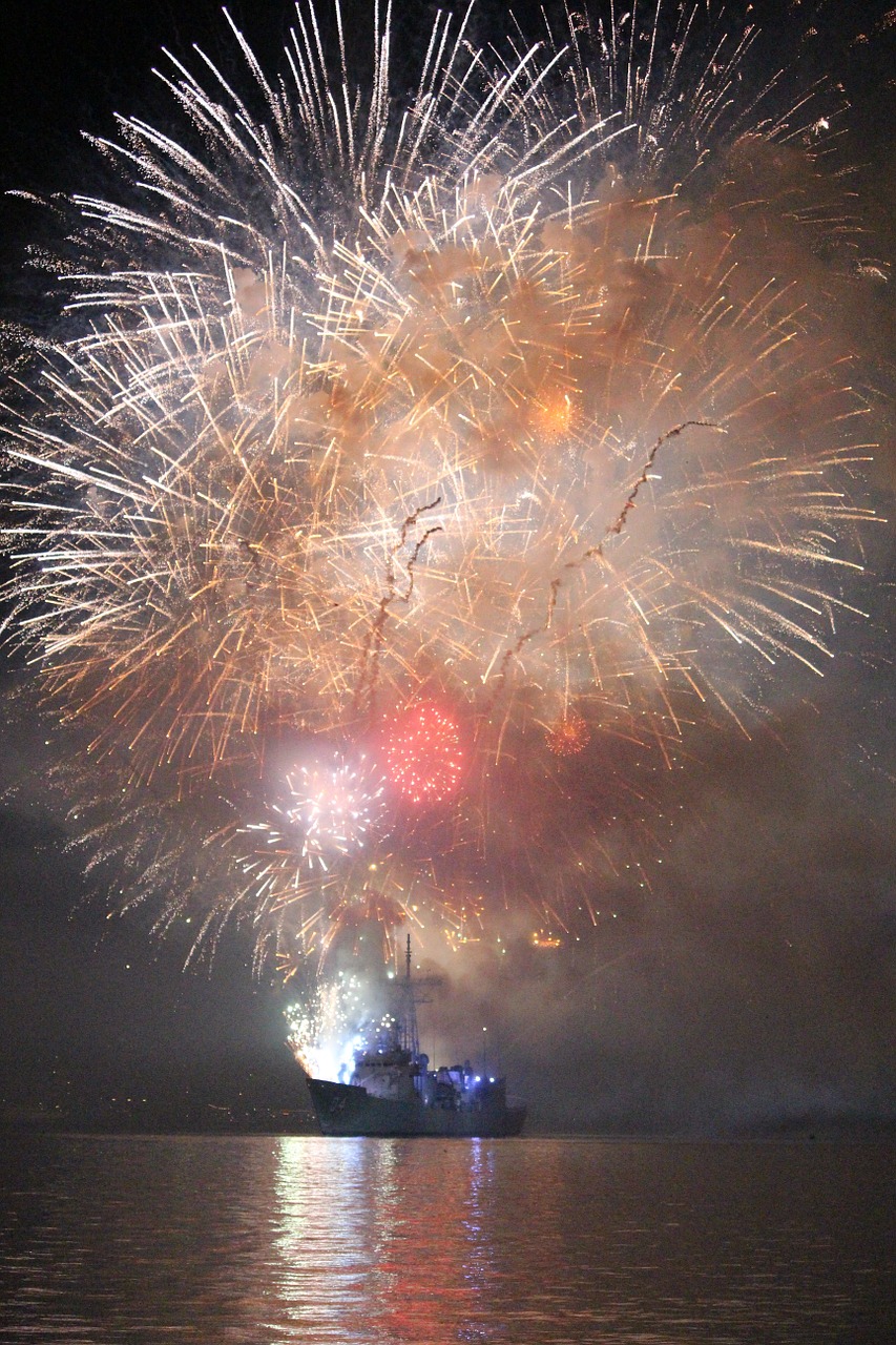 warship fireworks navy free photo