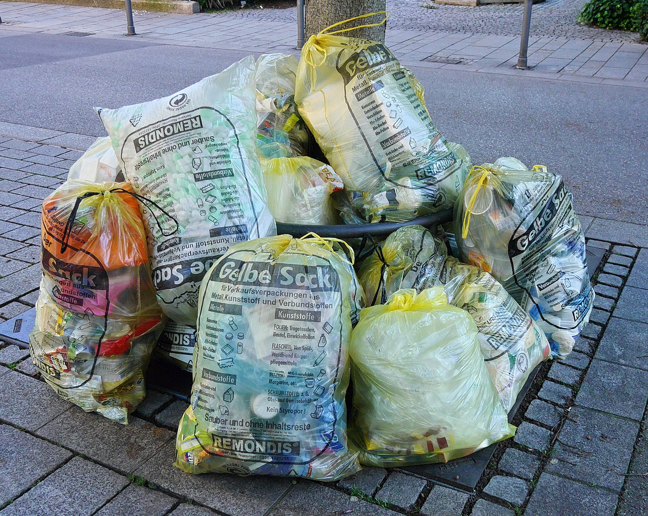 waste garbage yellow sack free photo