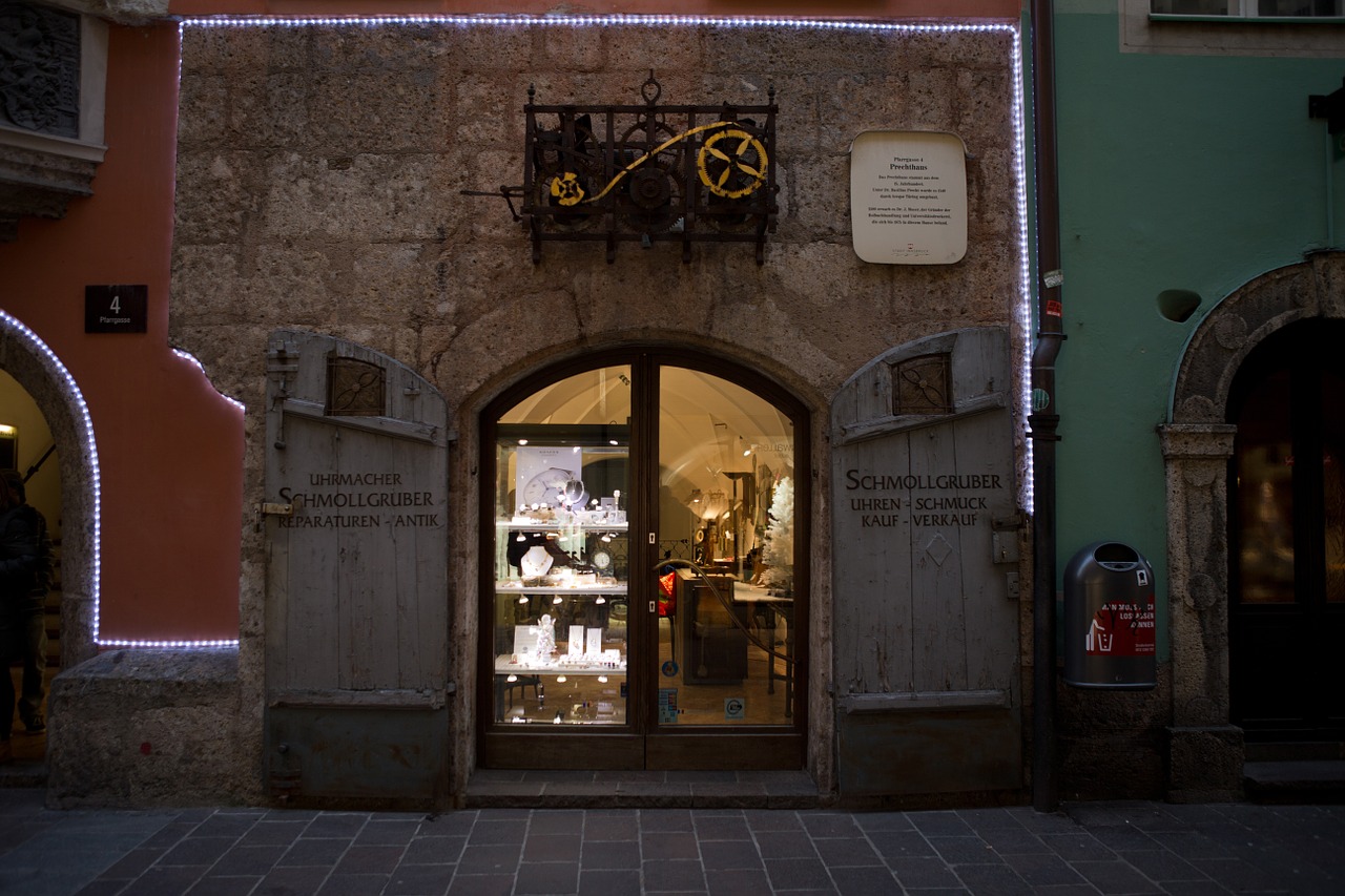 watchmaker shop christmas lights free photo