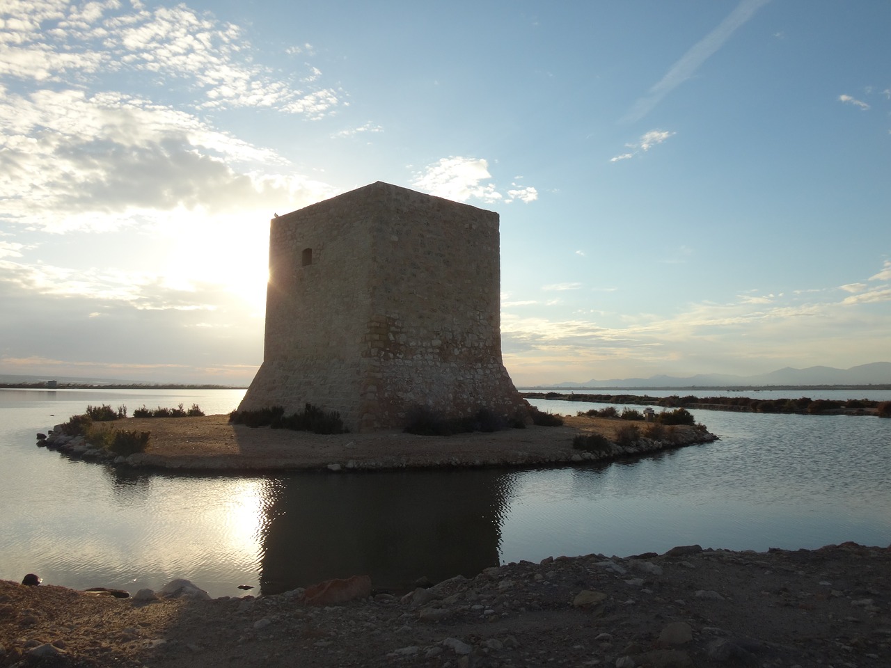 water saltworks sunset free photo