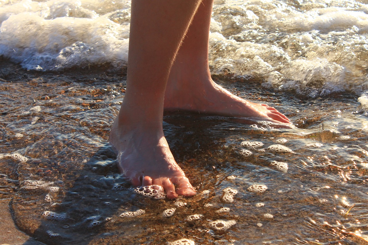 water feet evening light free photo