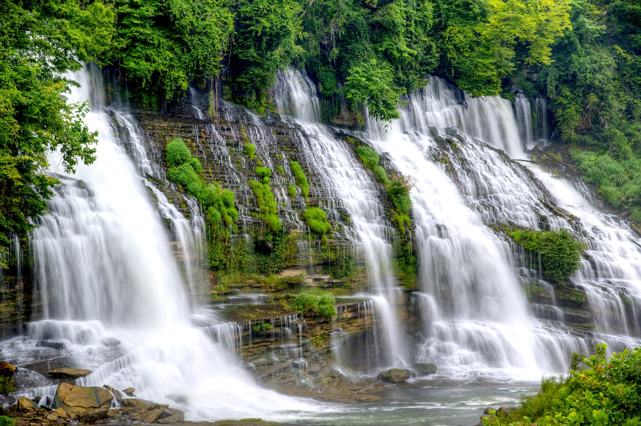 waterfall twins fall landscape free photo