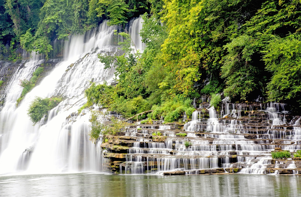 waterfall twins fall water free photo