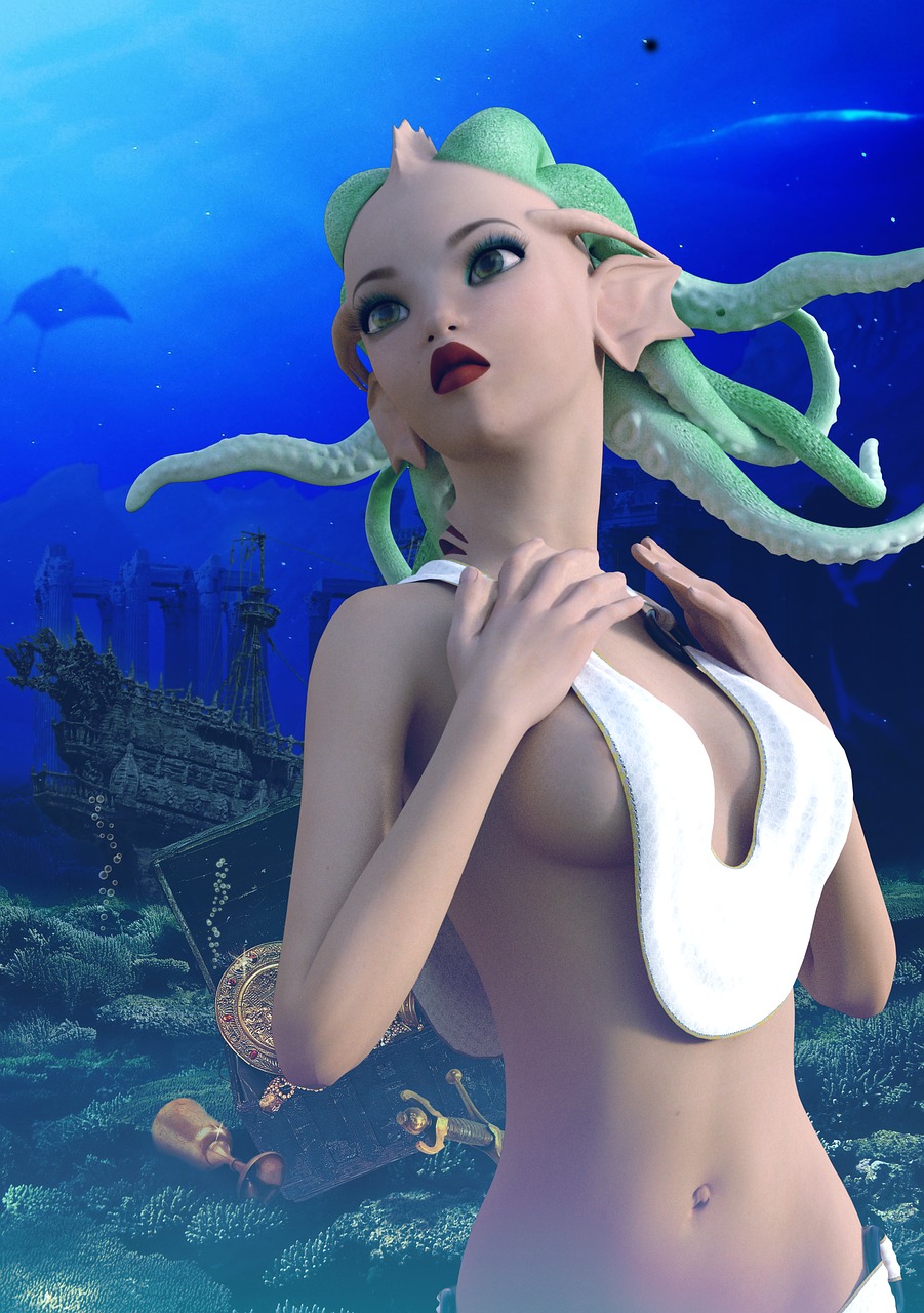 water mermaid sea free photo