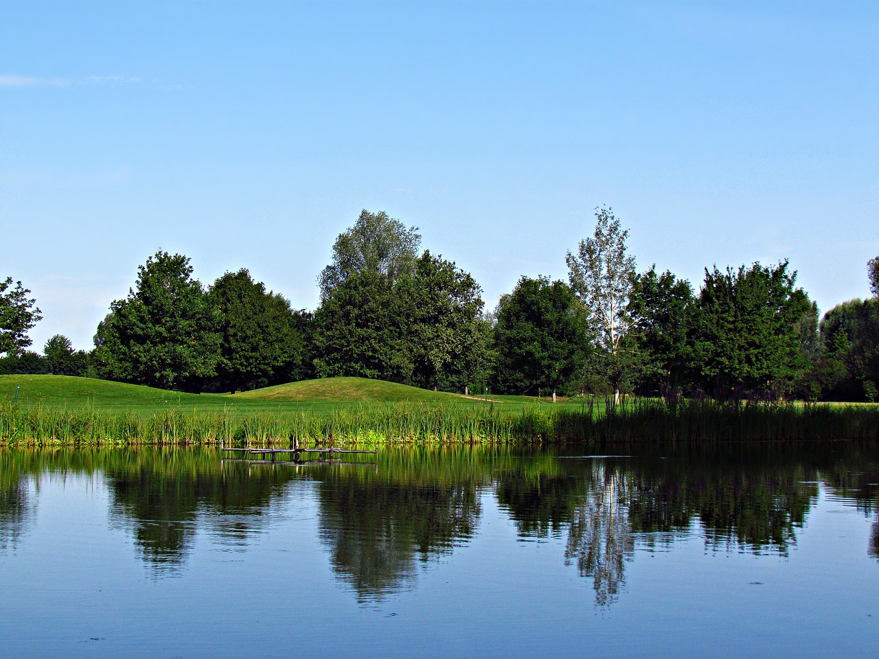 water pond landscape free photo