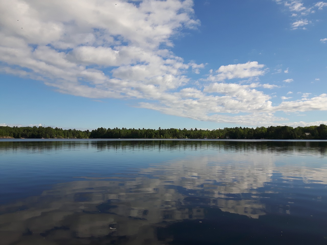 water clouds lake free photo