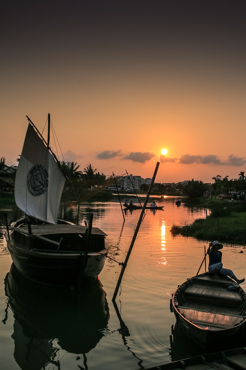 water sunset watercraft free photo