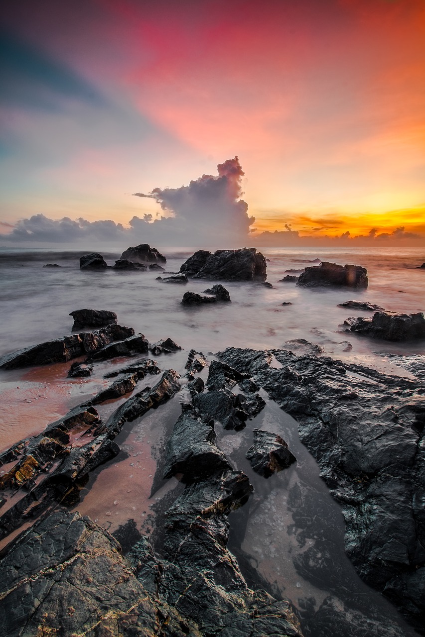 water sunset seashore free photo