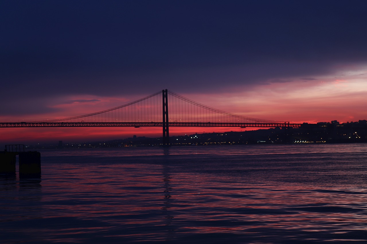 water  bridge  sunset free photo