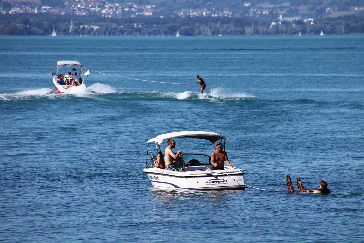 water  skis  lake free photo