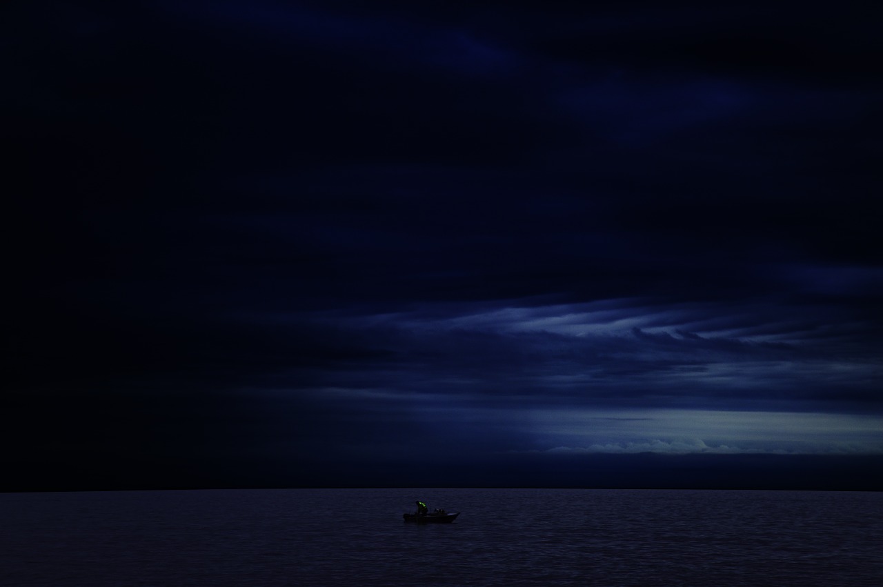 water boat dark free photo