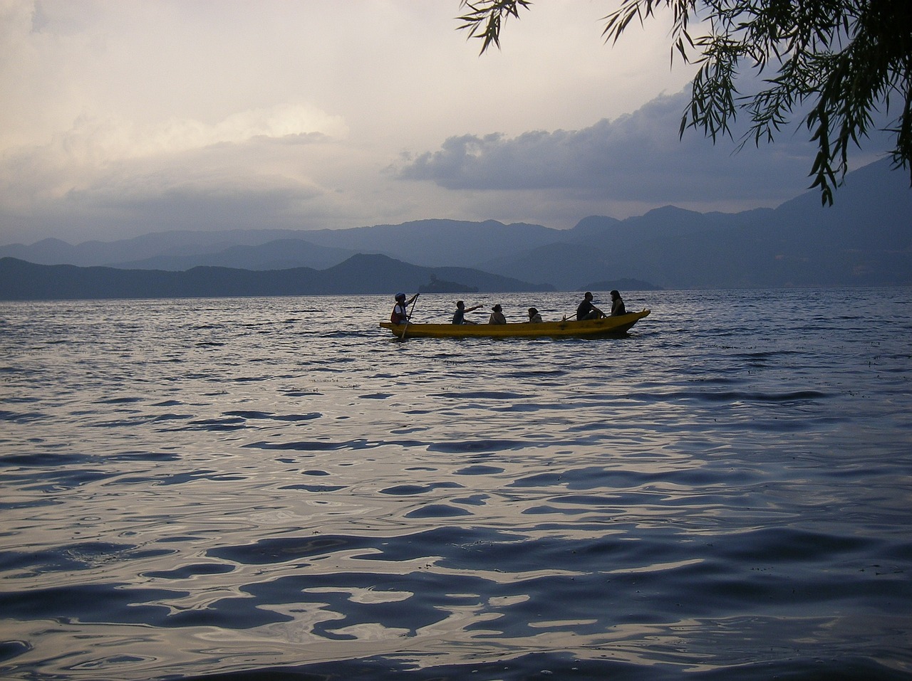 water lugu lake ship free photo