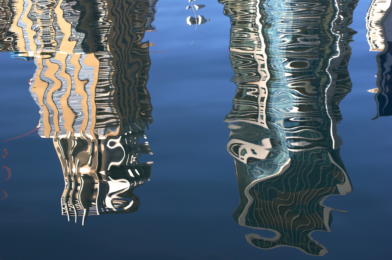 water mirroring blue free photo