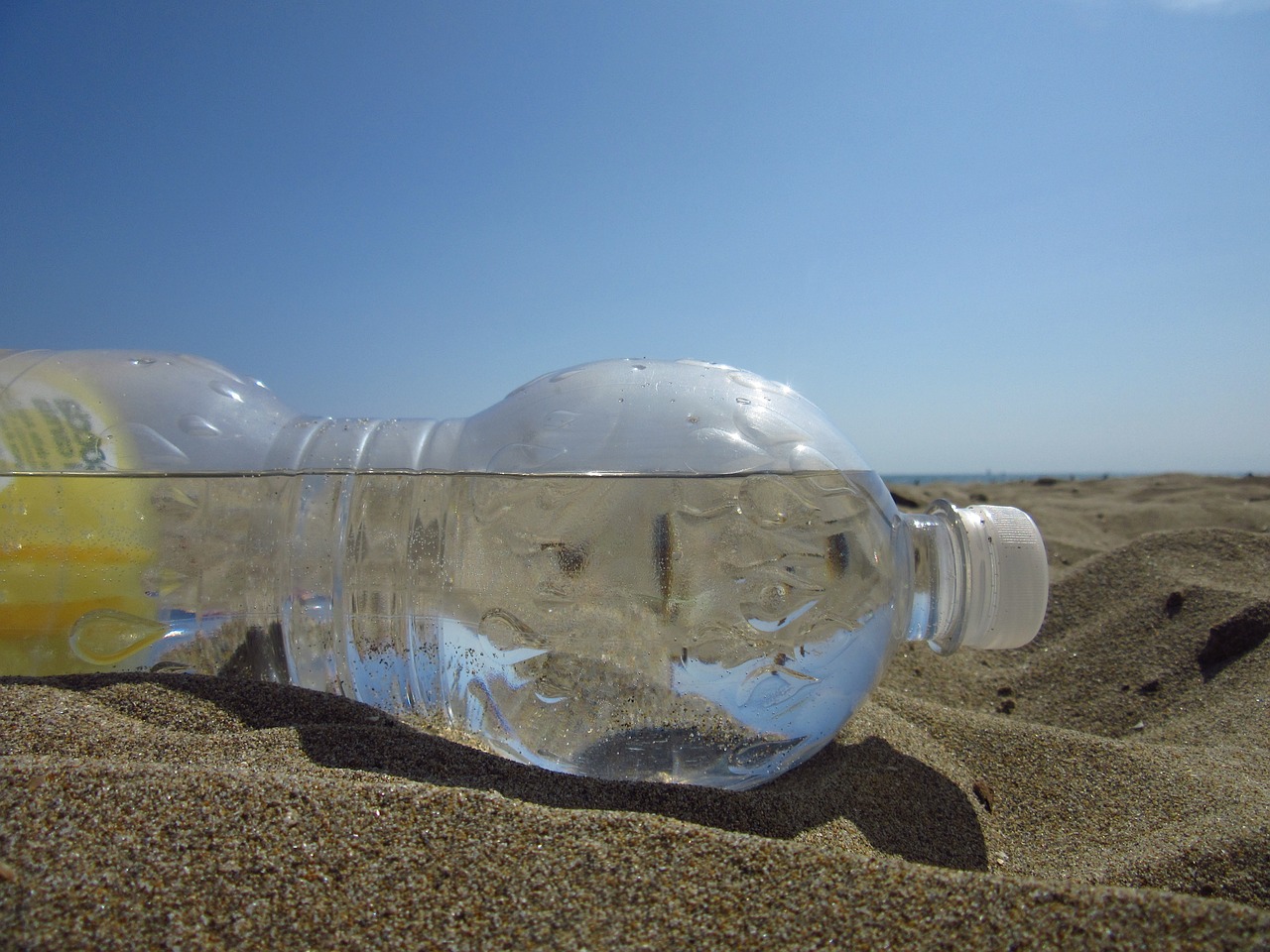 water bottle sand horizon free photo