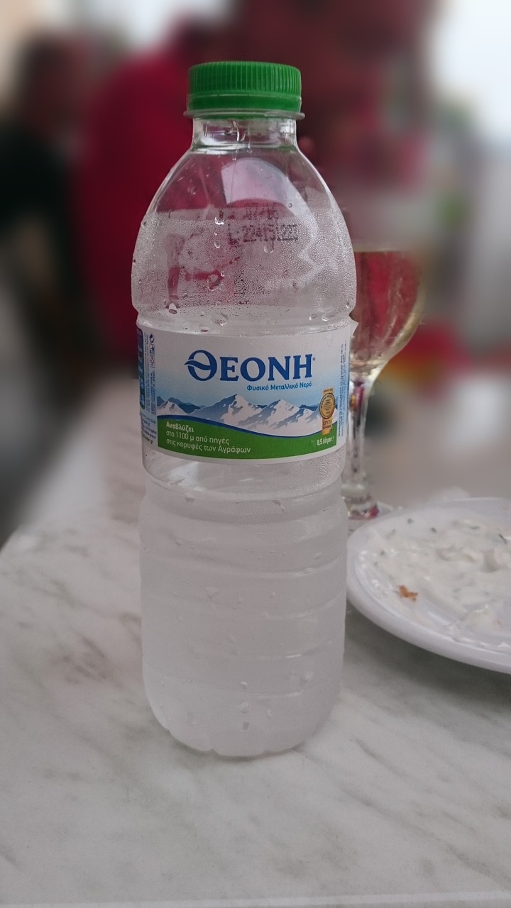 water bottle transparent greek water free photo