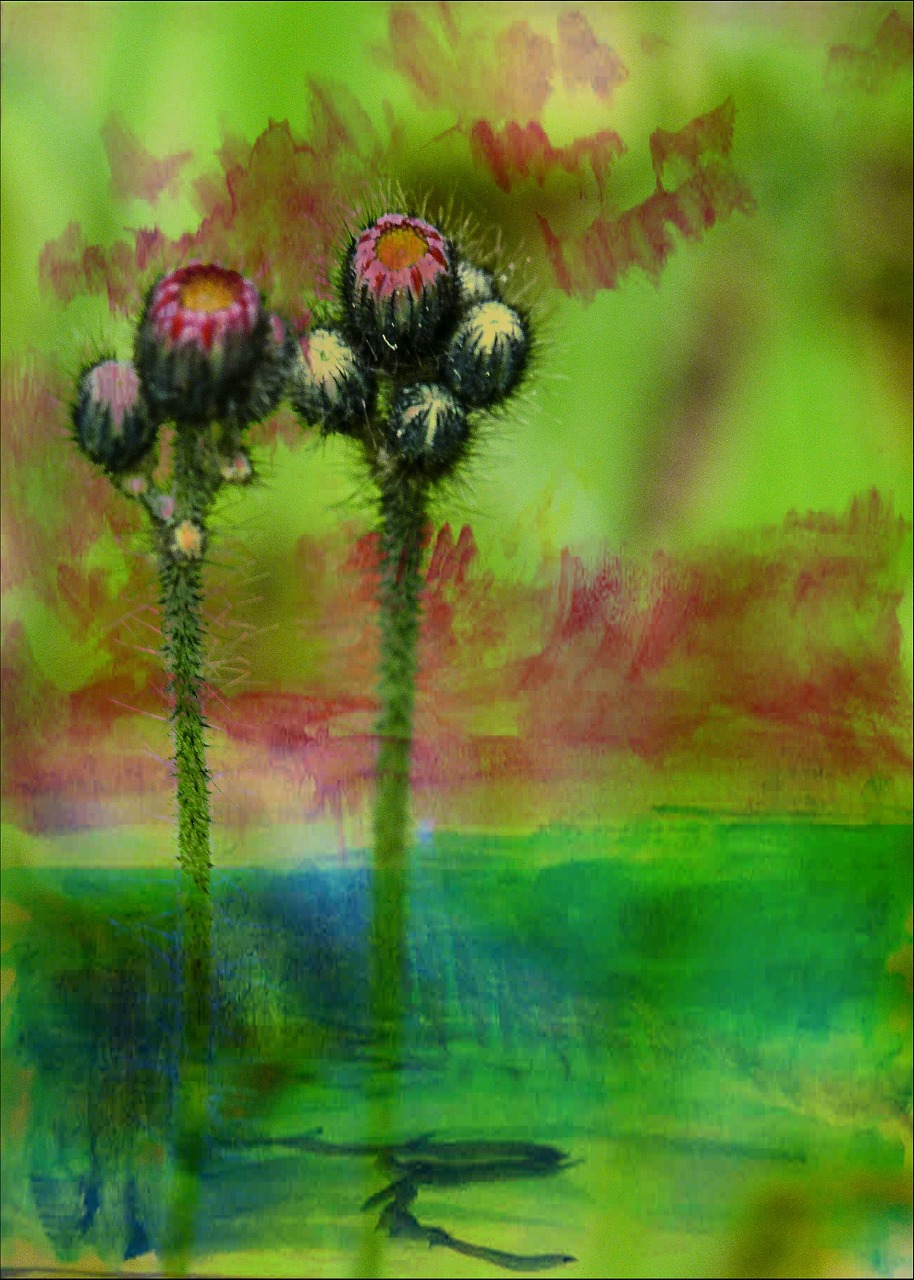 water colored painting buds free photo