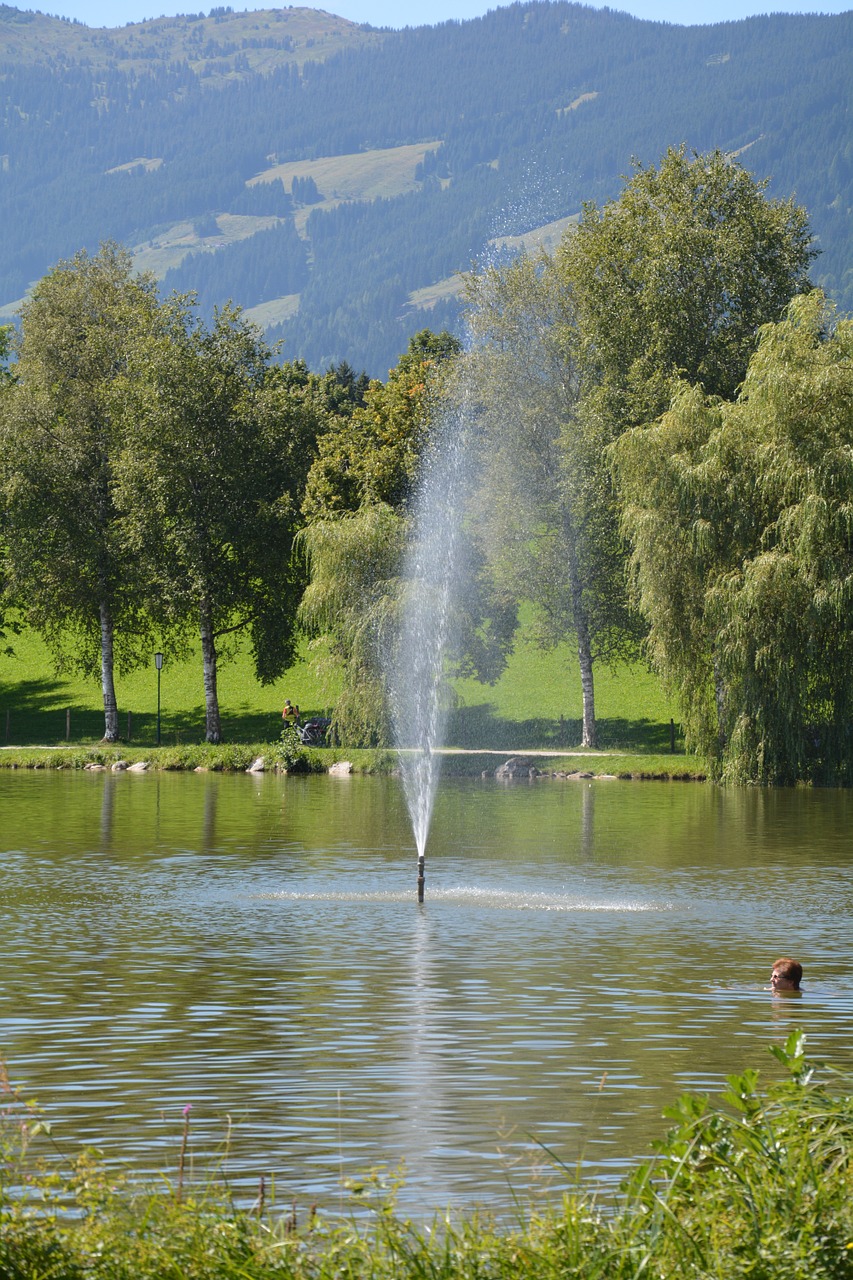 water fountain ritzensee saalfelden free photo