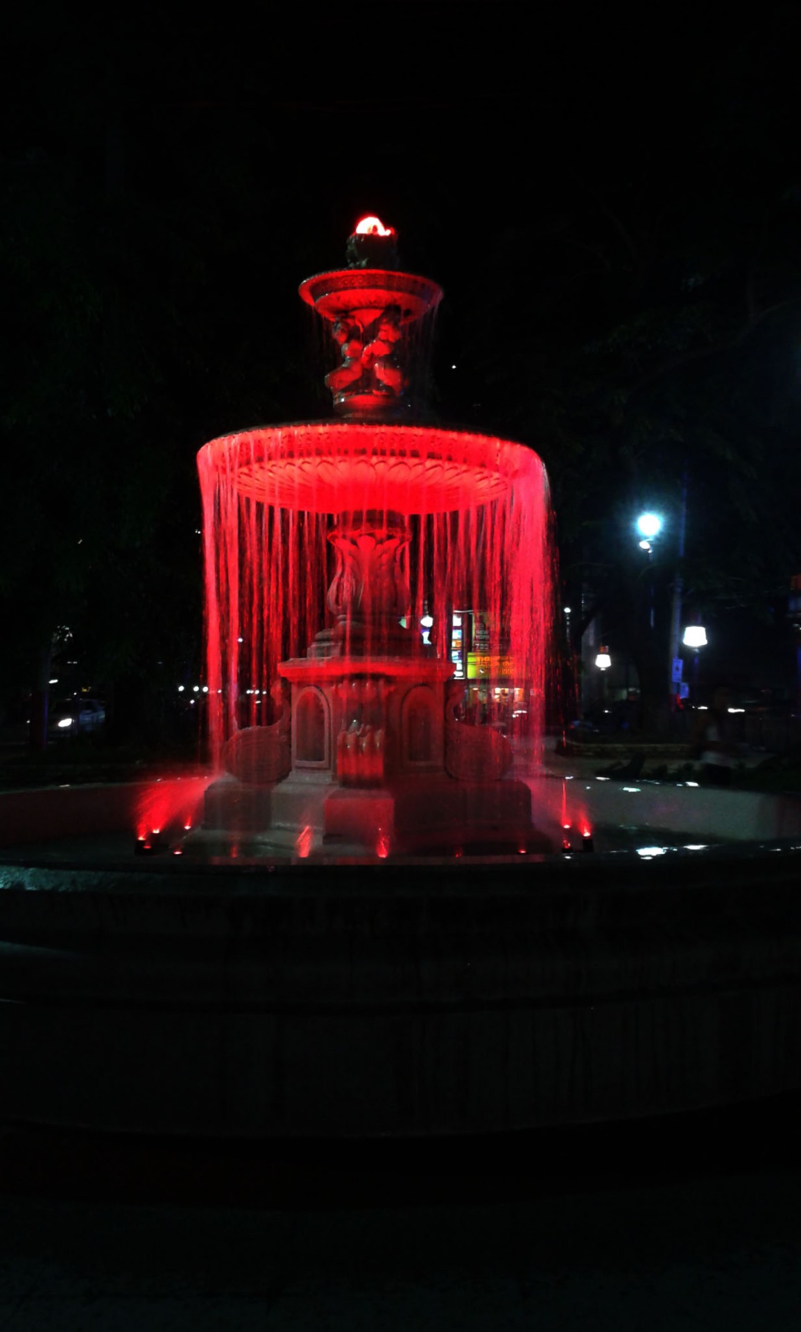 water fountain red water fountain night free photo