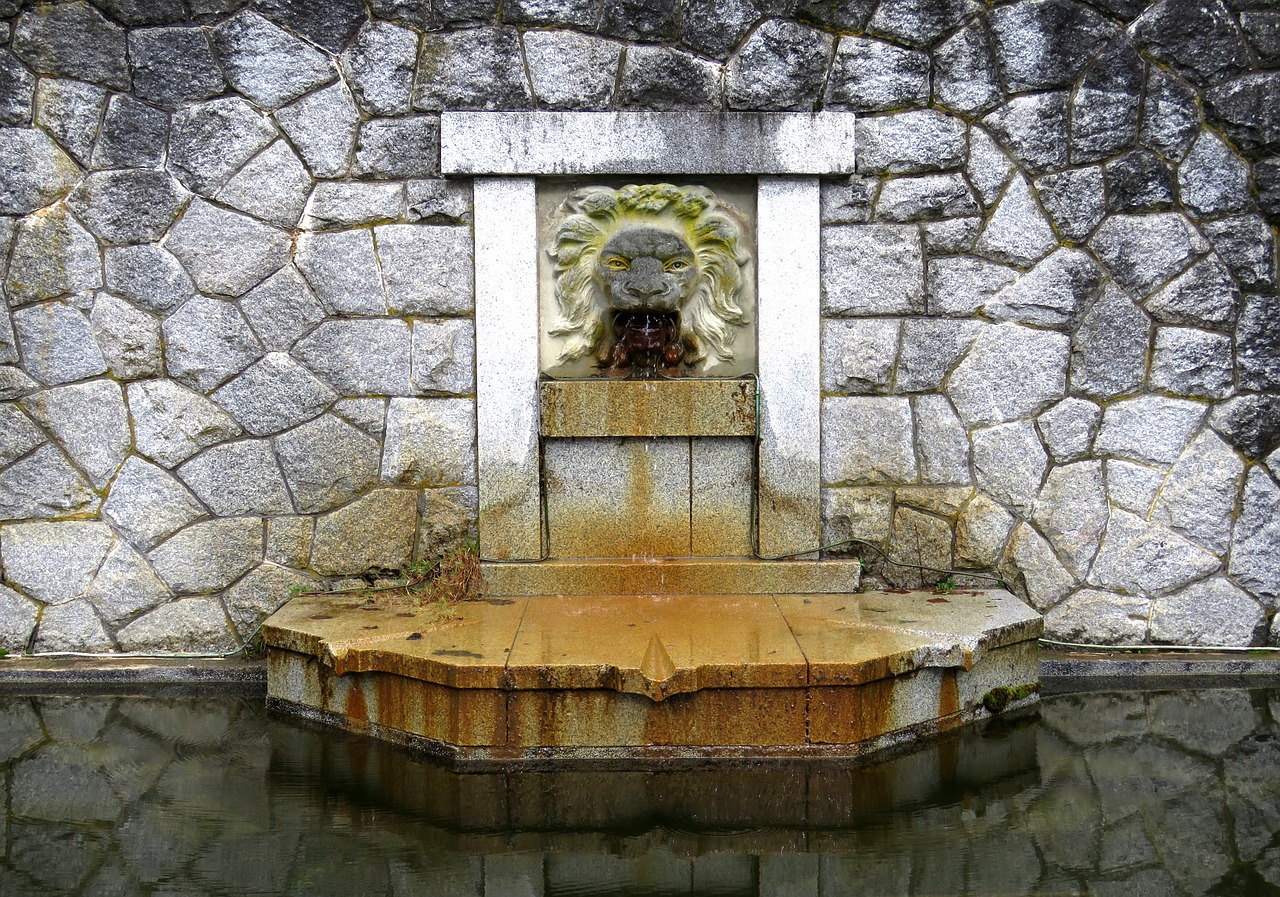 water fountain lion fountain free photo