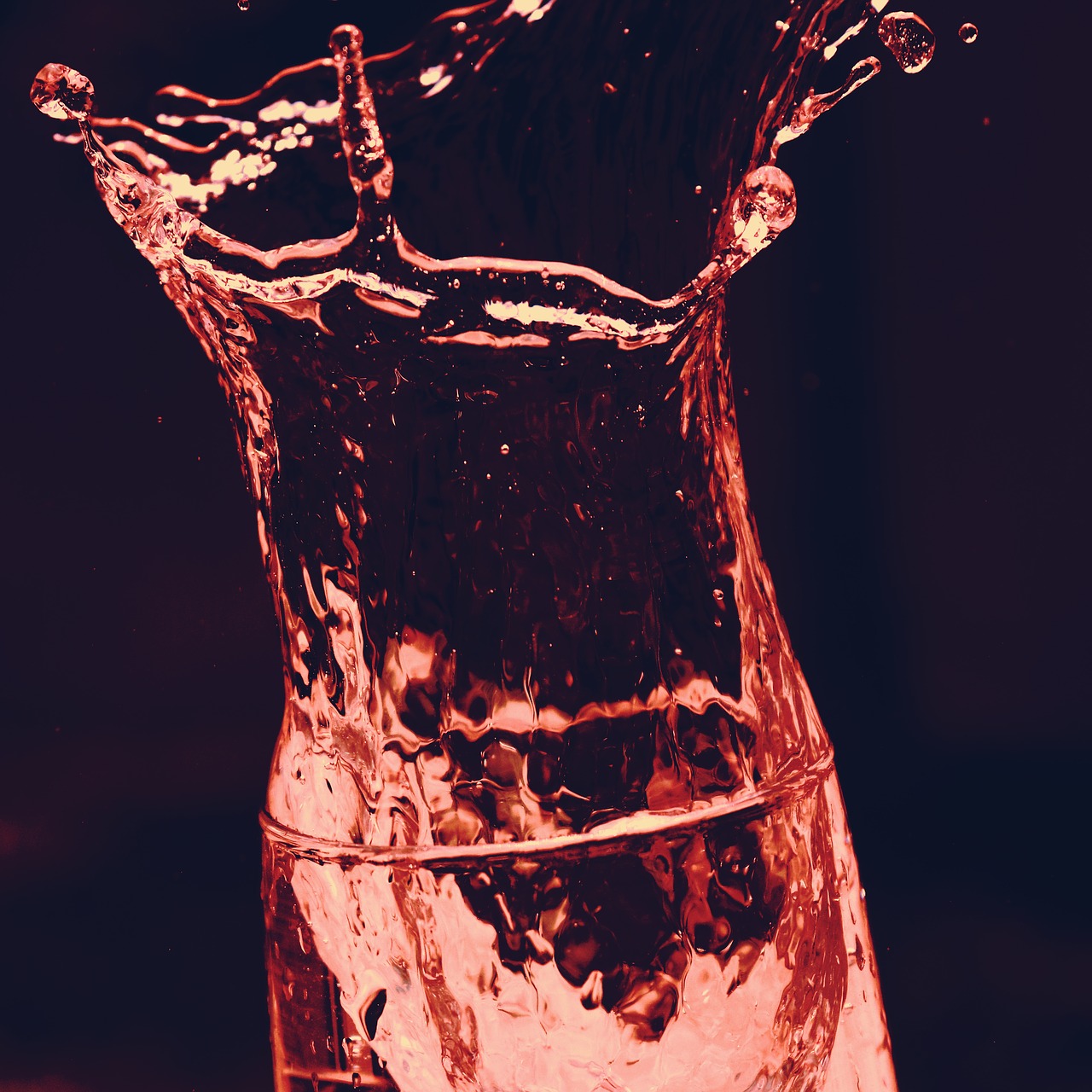 water glass  red  dissolved free photo