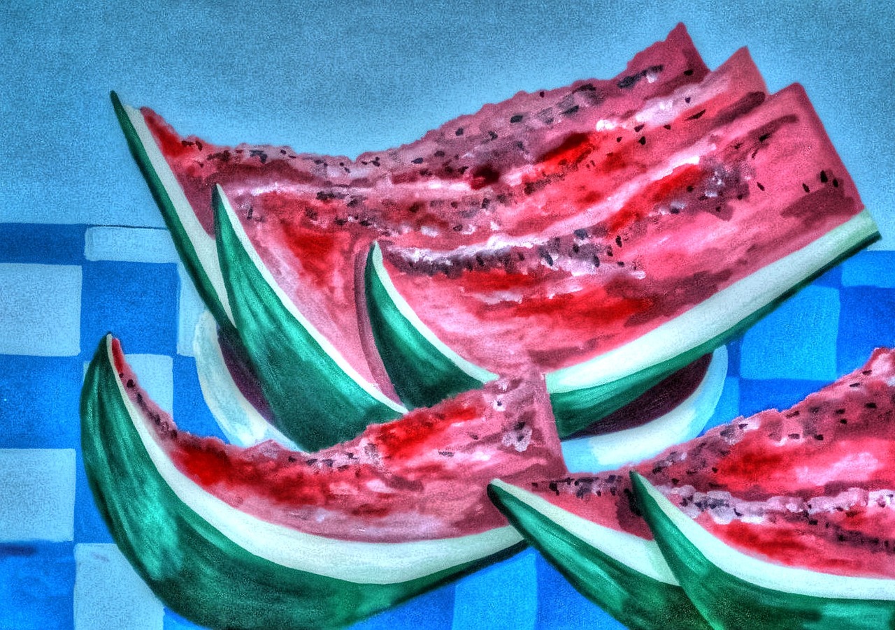 water melon oil pastels artistic free photo