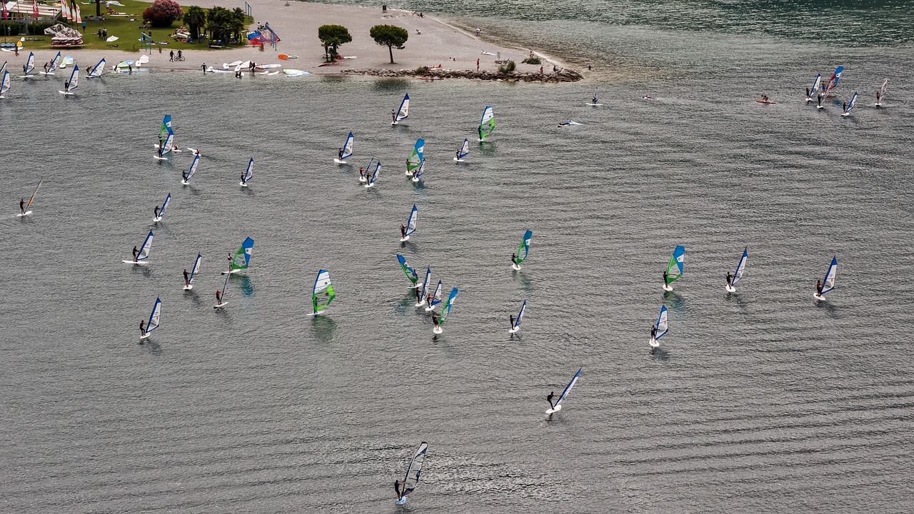 water sports wind surfing lake free photo