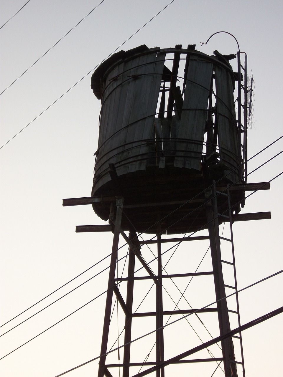 water tower dawn power lines free photo