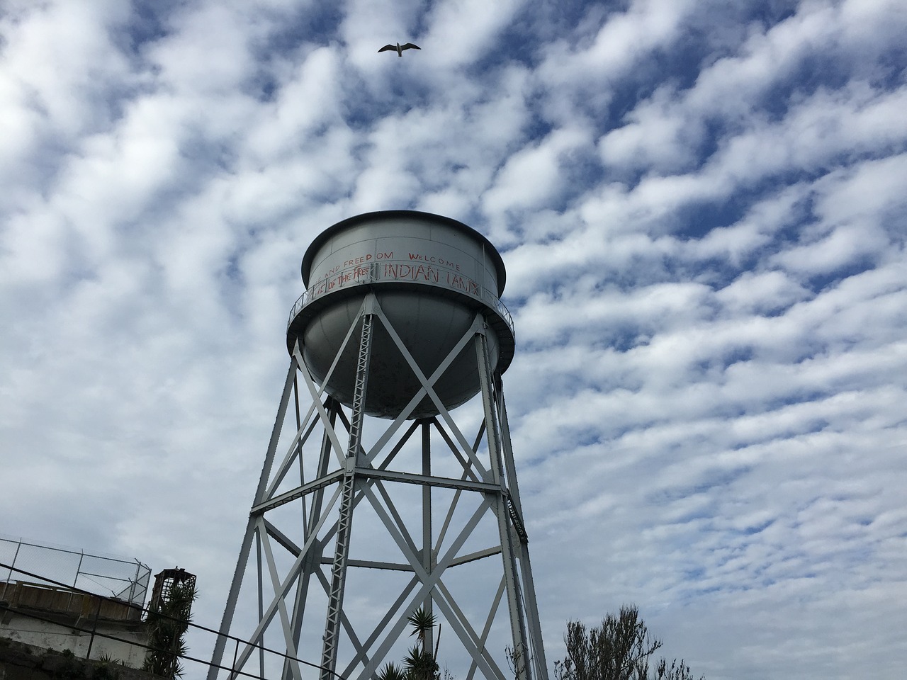 water tower sky clouds free photo