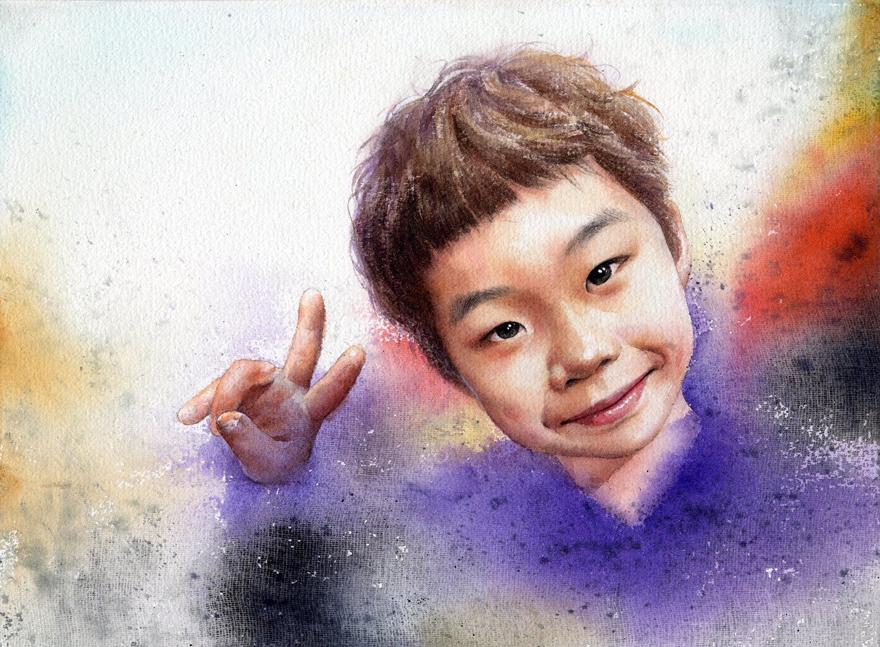 watercolor portrait boyportrait figure free photo