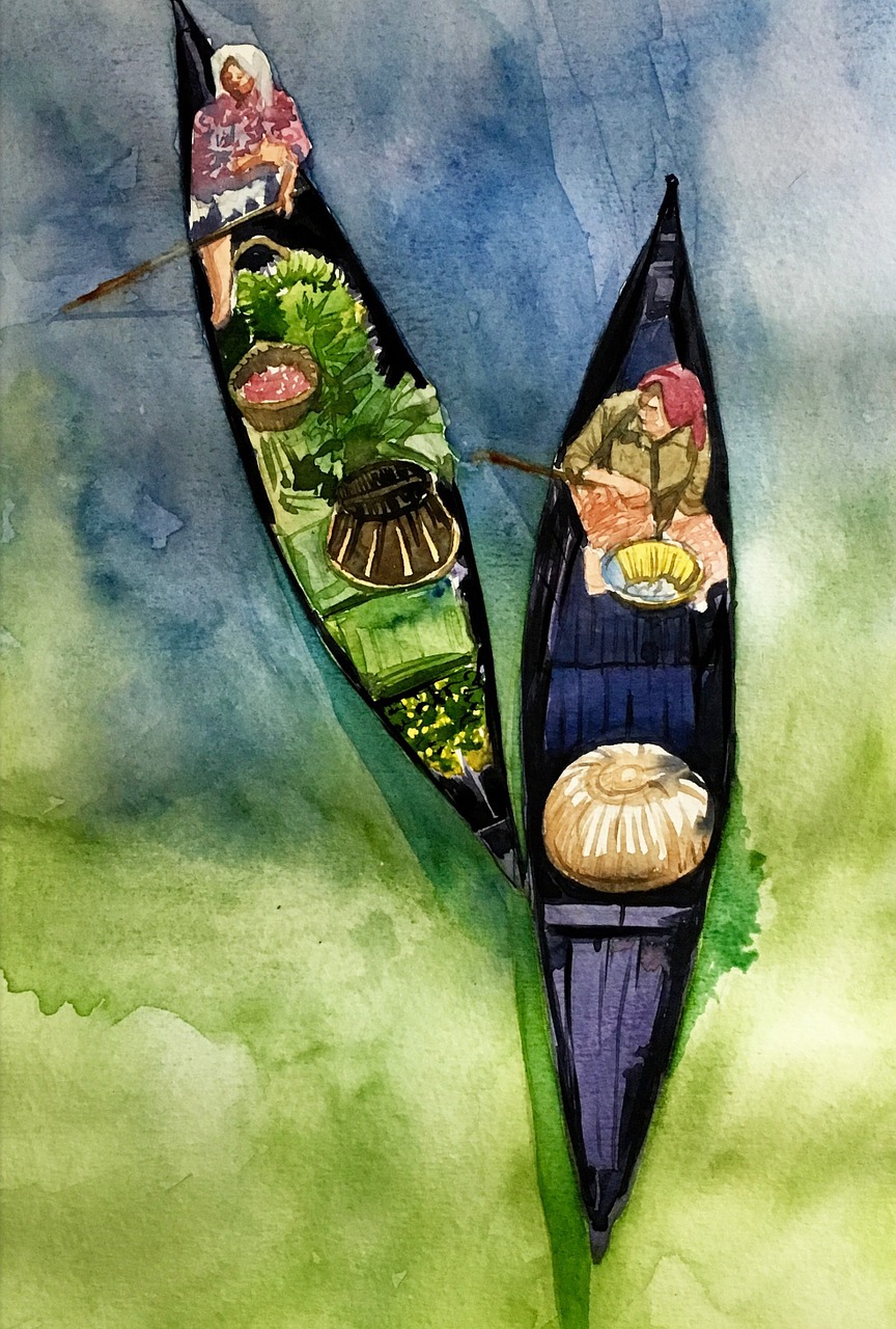 watercolor boat painting free photo