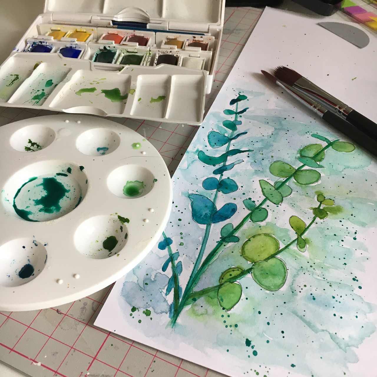 watercolor palette painting free photo