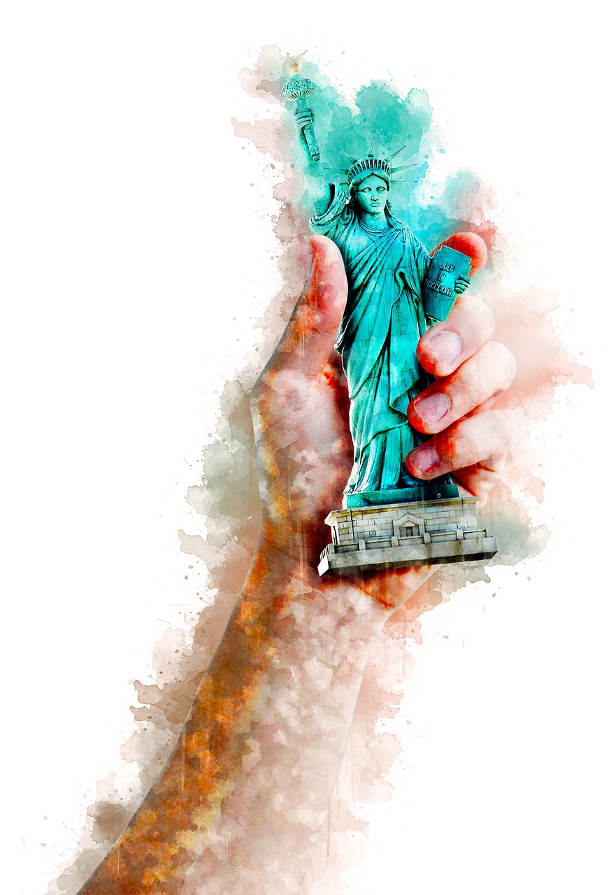 watercolor  statue of liberty  hand free photo