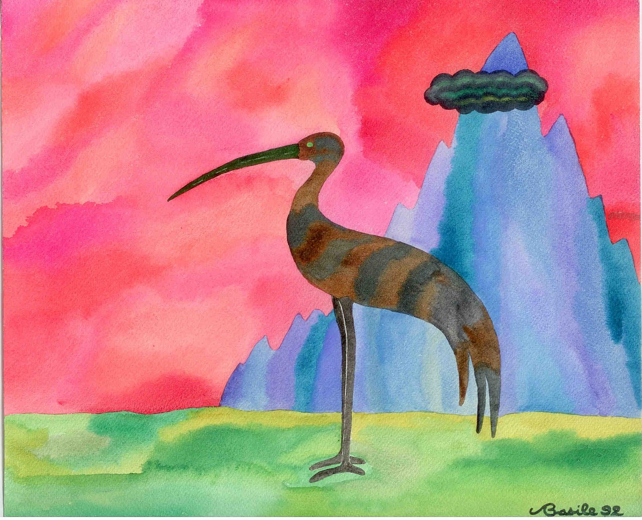 watercolor ibis painting free photo